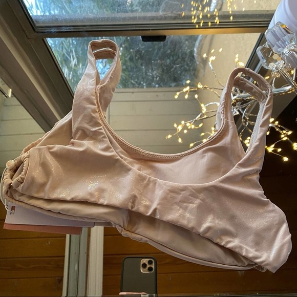 PilyQ metallic shimmery cream bikini top Sz S - Picture 7 of 7